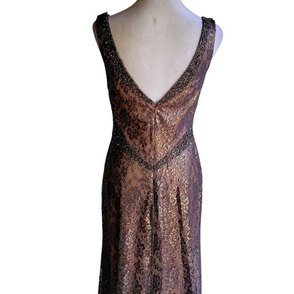 Vintage Y2K Nikki Kiki Livas Deep Mauve Lace Beaded Neckline Babydoll Gown Sz 6 - Picture 4 of 8